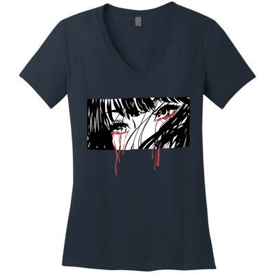 Crying Girl Women's V-Neck T-Shirt