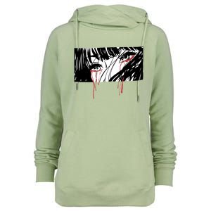 Crying Girl Womens Funnel Neck Pullover Hood