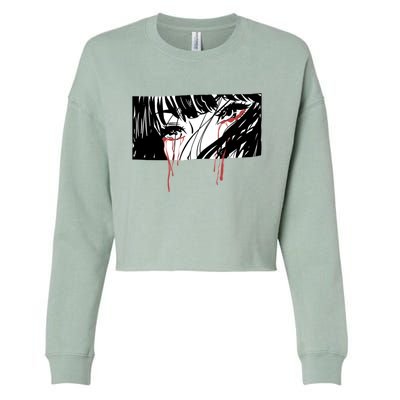 Crying Girl Cropped Pullover Crew