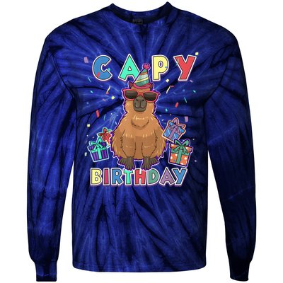 Capybara Gifts, Capy Birthday, Happy Birthday Capybara Tie-Dye Long Sleeve Shirt