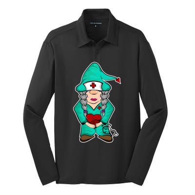 Cardiology Gnome Cute Cardiac Departt Medical Gnome Gift Silk Touch Performance Long Sleeve Polo