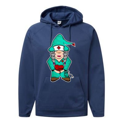 Cardiology Gnome Cute Cardiac Departt Medical Gnome Gift Performance Fleece Hoodie