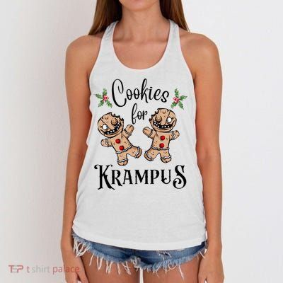 Creepy Gingerbread Cookies For Krampus Xmas Goth Holiday Women's Knotted Racerback Tank