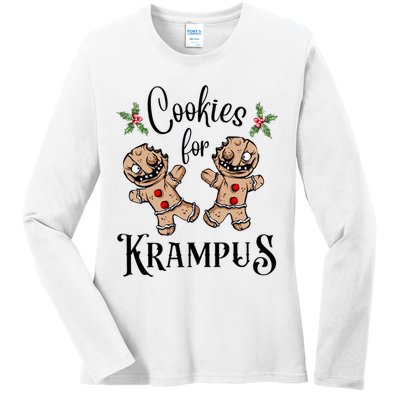 Creepy Gingerbread Cookies For Krampus Xmas Goth Holiday Ladies Long Sleeve Shirt