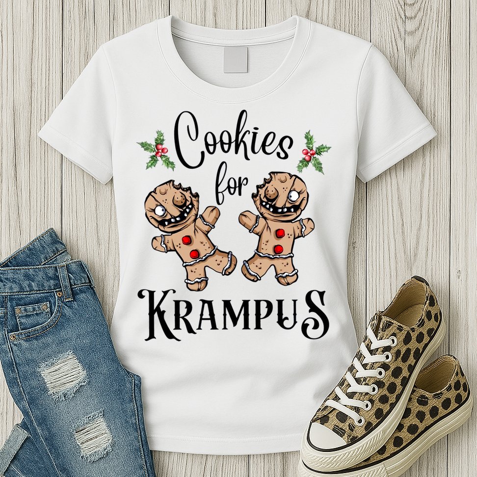 Creepy Gingerbread Cookies For Krampus Xmas Goth Holiday Womens T-Shirt