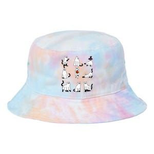 Cute Ghost Cat Funny Halloween Outfit Costumes Black Cat Tie Dye Newport Bucket Hat