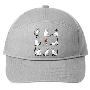 Cute Ghost Cat Funny Halloween Outfit Costumes Black Cat 7-Panel Snapback Hat