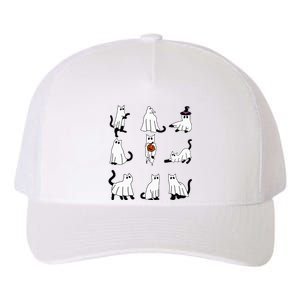 Cute Ghost Cat Funny Halloween Outfit Costumes Black Cat Yupoong Adult 5-Panel Trucker Hat