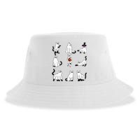 Cute Ghost Cat Funny Halloween Outfit Costumes Black Cat Sustainable Bucket Hat