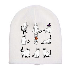 Cute Ghost Cat Funny Halloween Outfit Costumes Black Cat Short Acrylic Beanie