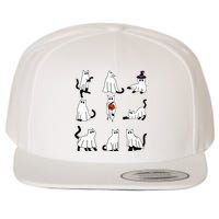 Cute Ghost Cat Funny Halloween Outfit Costumes Black Cat Wool Snapback Cap