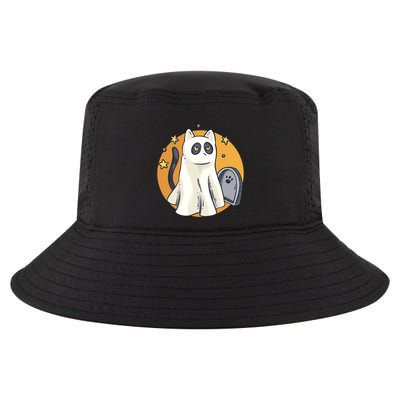 Cute Ghost Cat Funny Halloween Outfit Costumes Black Cat Cool Comfort Performance Bucket Hat