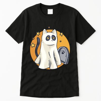 Cute Ghost Cat Funny Halloween Outfit Costumes Black Cat Tall T-Shirt