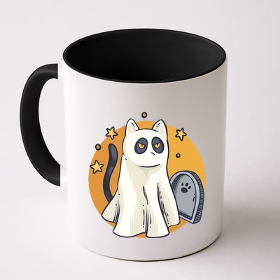 Cute Ghost Cat Funny Halloween Outfit Costumes Black Cat Mug