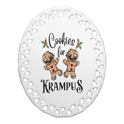 Creepy Gingerbread Cookies For Krampus Xmas Goth Holiday Ceramic Oval Ornament