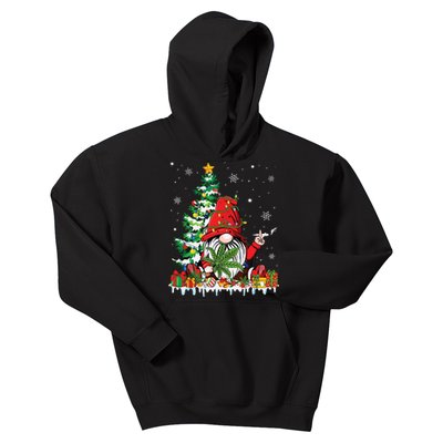 Cute Gnome Christmas Lights Funny Xmas Cannabis Marijuana Kids Hoodie