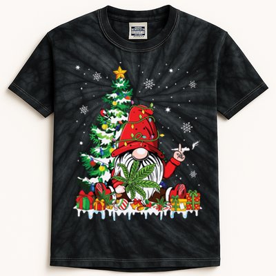 Cute Gnome Christmas Lights Funny Xmas Cannabis Marijuana Kids Tie-Dye T-Shirt