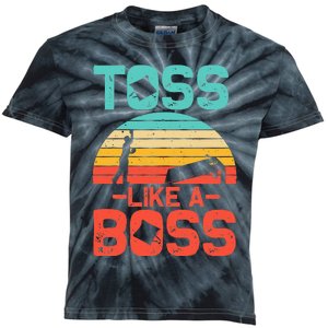 Cornhole Gift Cool Cornhole Toss Like A Boss Kids Tie-Dye T-Shirt