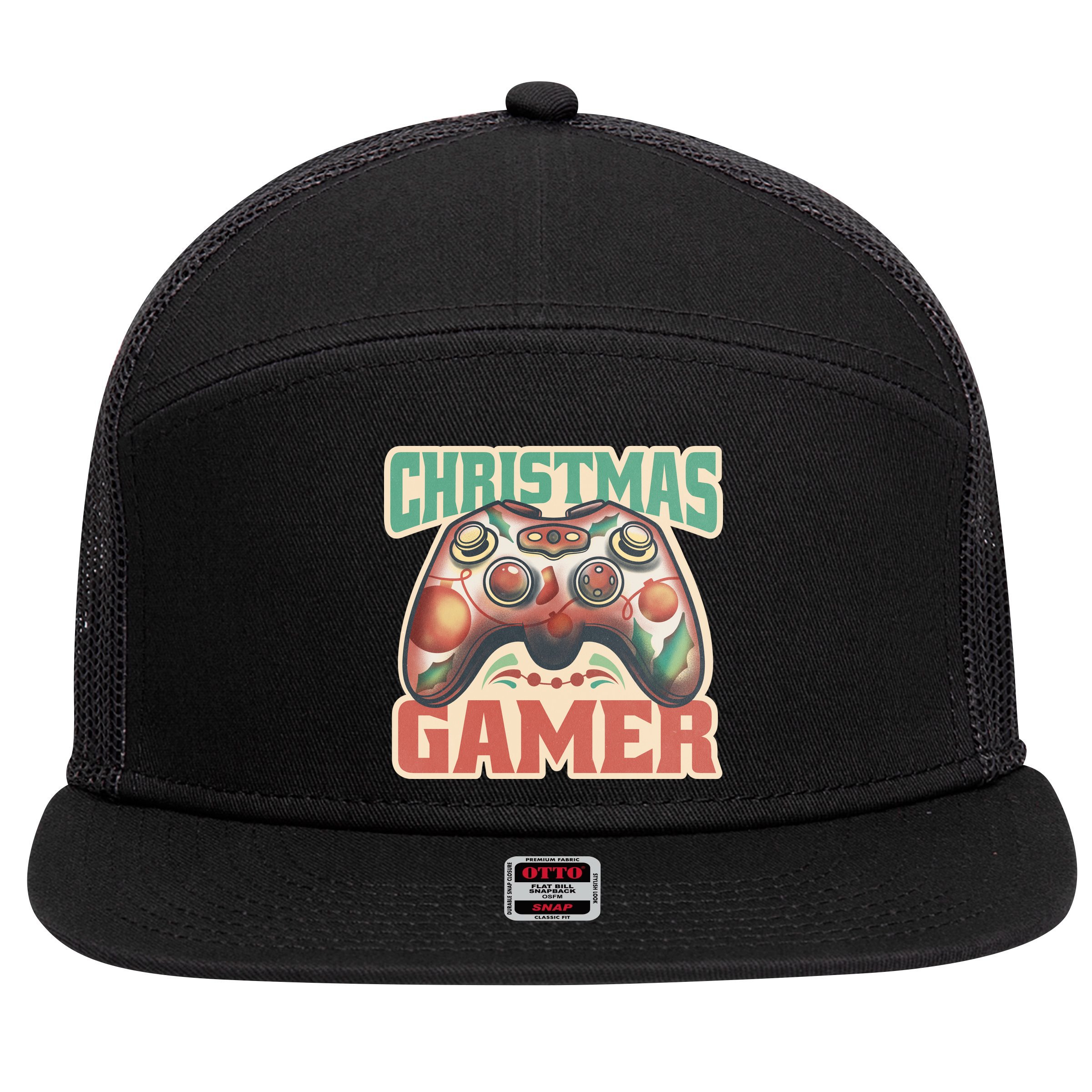 Christmas Gamer 7 Panel Mesh Trucker Snapback Hat