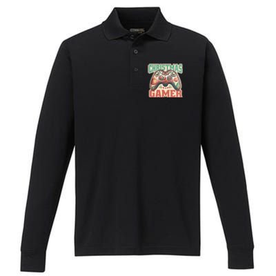 Christmas Gamer Performance Long Sleeve Polo