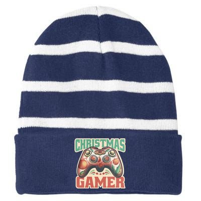 Christmas Gamer Striped Beanie with Solid Band