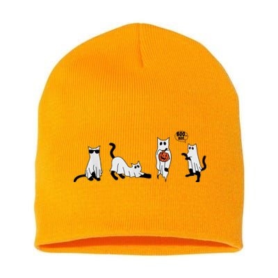 Cute Ghost Cat Funny Halloween Outfit Costumes Ghost Short Acrylic Beanie