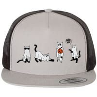 Cute Ghost Cat Funny Halloween Outfit Costumes Ghost Flat Bill Trucker Hat