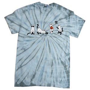 Cute Ghost Cat Funny Halloween Outfit Costumes Ghost Tie-Dye T-Shirt