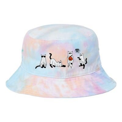 Cute Ghost Cat Funny Halloween Outfit Costumes Ghost Tie Dye Newport Bucket Hat