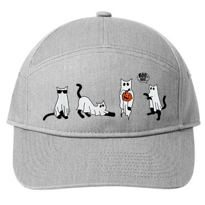 Cute Ghost Cat Funny Halloween Outfit Costumes Ghost 7-Panel Snapback Hat