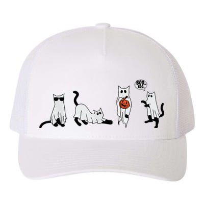 Cute Ghost Cat Funny Halloween Outfit Costumes Ghost Yupoong Adult 5-Panel Trucker Hat