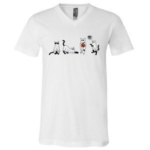 Cute Ghost Cat Funny Halloween Outfit Costumes Ghost V-Neck T-Shirt