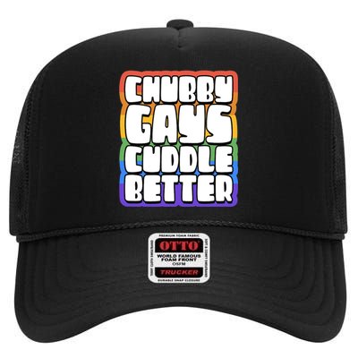 Chubby Gays Cuddle Better Funny Proud Gay Bear Husky Cute High Crown Mesh Back Trucker Hat