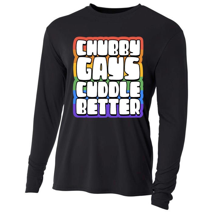 Chubby Gays Cuddle Better Funny Proud Gay Bear Husky Cute Cooling Performance Long Sleeve Crew