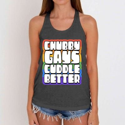 Chubby Gays Cuddle Better Funny Proud Gay Bear Husky Cute Women's Knotted Racerback Tank