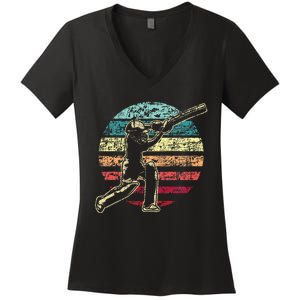 Cricket Game Cricketer Cricketing Batting Women's V-Neck T-Shirt