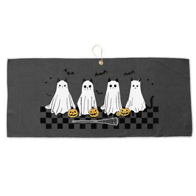 Cute Ghost Cat Funny Halloween Costumes Black Cat Large Microfiber Waffle Golf Towel