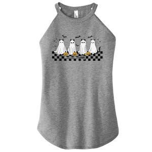 Cute Ghost Cat Funny Halloween Costumes Black Cat Women's Perfect Tri Rocker Tank