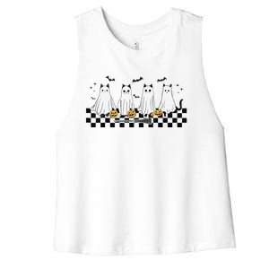 Cute Ghost Cat Funny Halloween Costumes Black Cat Women's Racerback Cropped Tank