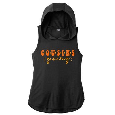 Cousins Giving Cute Turkey Cousin Crew Thanksgiving Family Ladies PosiCharge Tri-Blend Wicking Draft Hoodie Tank