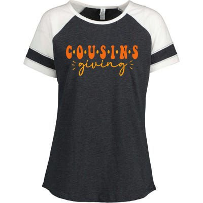 Cousins Giving Cute Turkey Cousin Crew Thanksgiving Family Enza Ladies Jersey Colorblock Tee