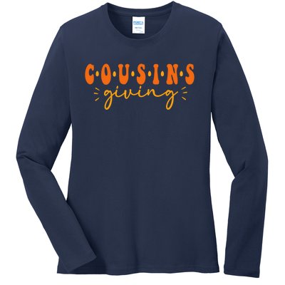 Cousins Giving Cute Turkey Cousin Crew Thanksgiving Family Ladies Long Sleeve Shirt