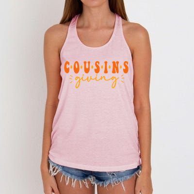 Cousins Giving Cute Turkey Cousin Crew Thanksgiving Family Women's Knotted Racerback Tank