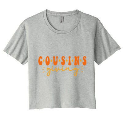 Cousins Giving Cute Turkey Cousin Crew Thanksgiving Family Women's Crop Top Tee