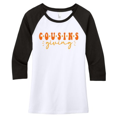 Cousins Giving Cute Turkey Cousin Crew Thanksgiving Family Women's Tri-Blend 3/4-Sleeve Raglan Shirt