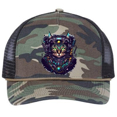 Colorful Graphic Cat Astronaut Space Funny Gift Retro Rope Trucker Hat Cap