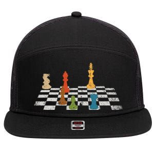 Chess Grandmaster Checkerboard Chess Board Checkmate Chess 7 Panel Mesh Trucker Snapback Hat