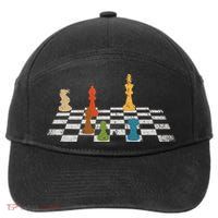 Chess Grandmaster Checkerboard Chess Board Checkmate Chess 7-Panel Snapback Hat