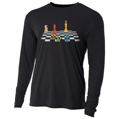 Chess Grandmaster Checkerboard Chess Board Checkmate Chess Cooling Performance Long Sleeve Crew