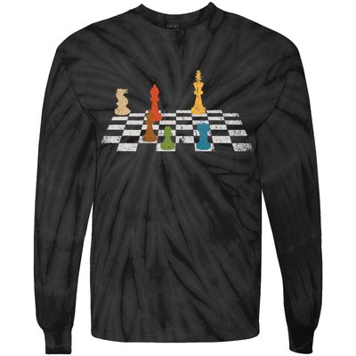 Chess Grandmaster Checkerboard Chess Board Checkmate Chess Tie-Dye Long Sleeve Shirt